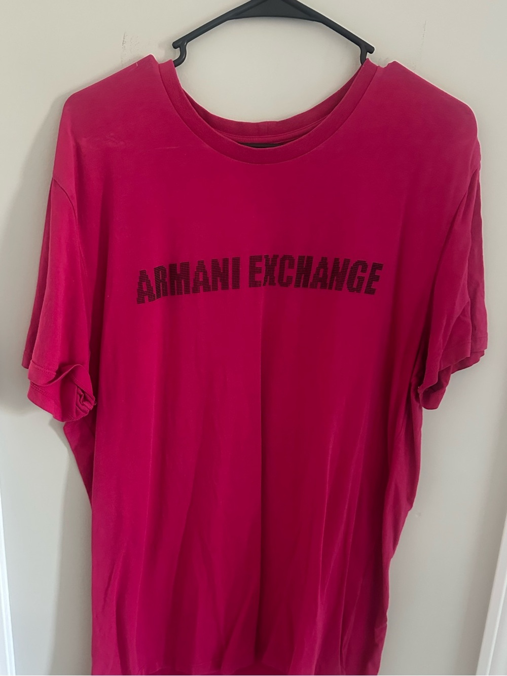 Armani Exchange Men's Magenta Crewneck Logo Tee